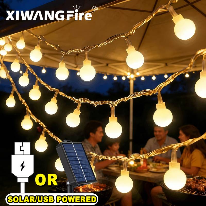 Home Decor Com - 3-10M Solar/USB/Battery String Lights, Fairy Globe