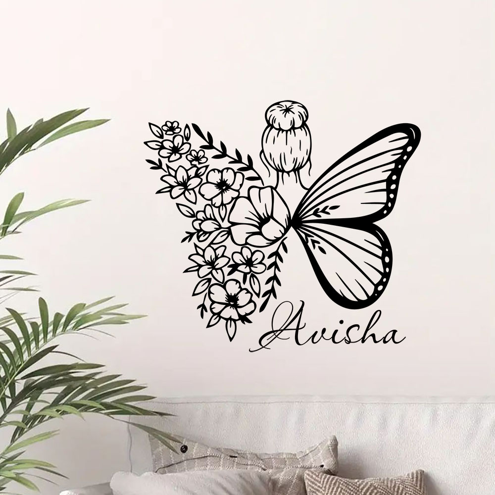 Home Decor Wall Tiles - 1PC NEW Butterfly Flower Fairy Personalized