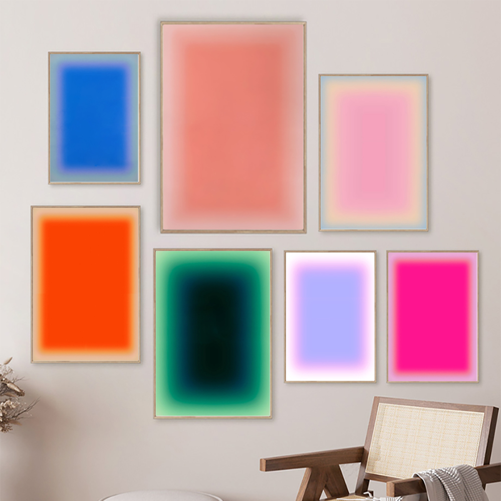 Geometric Wall Art - Gradient Art Print Colourful Aura Poster