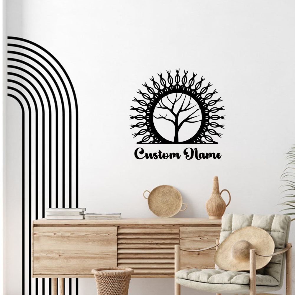 Home Decor Wall Tiles - 1PC Creative Withered Tree Customized Text