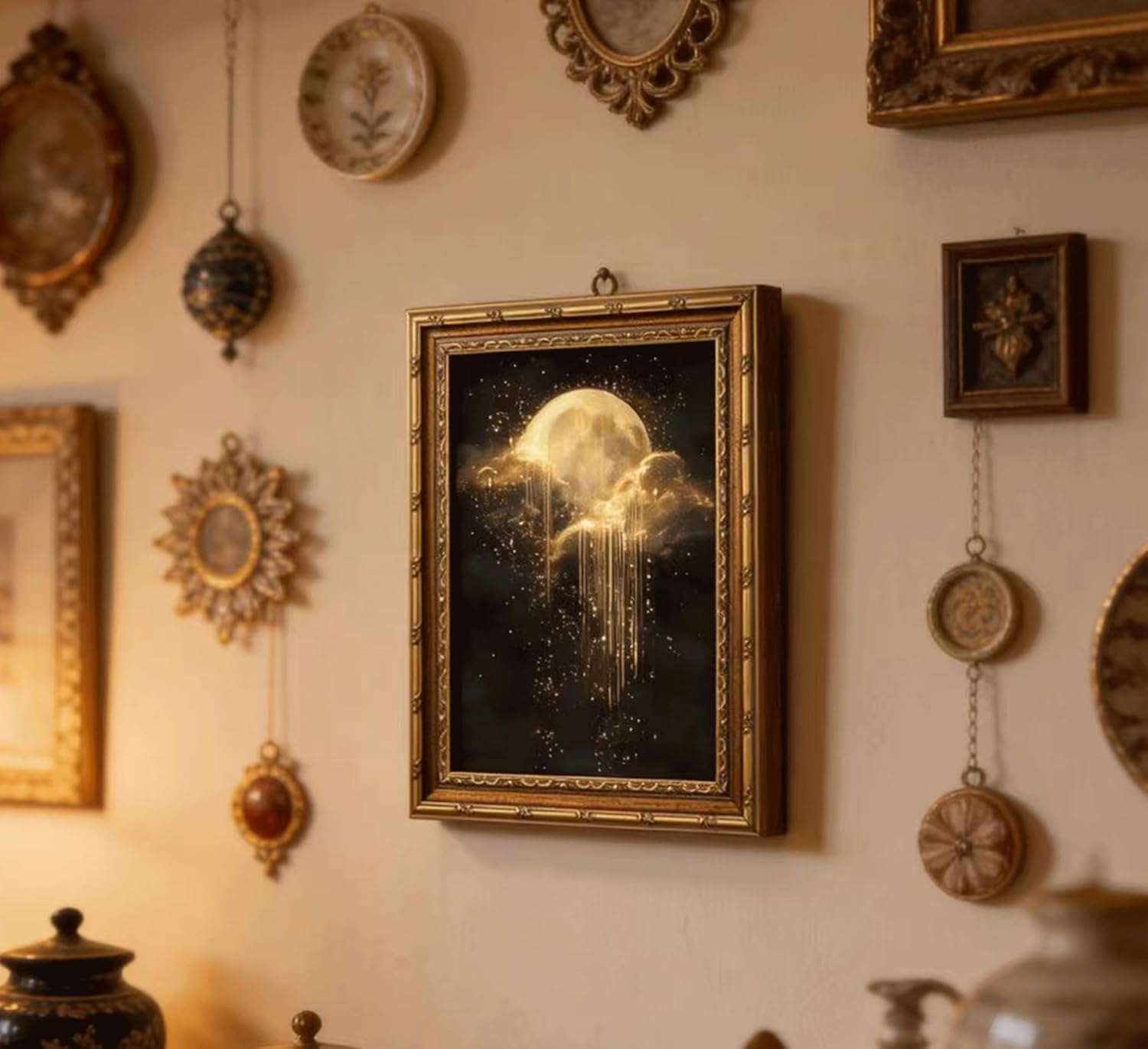 Antique Framed Celestial Canva - Geometric Wall Art 评论和价格