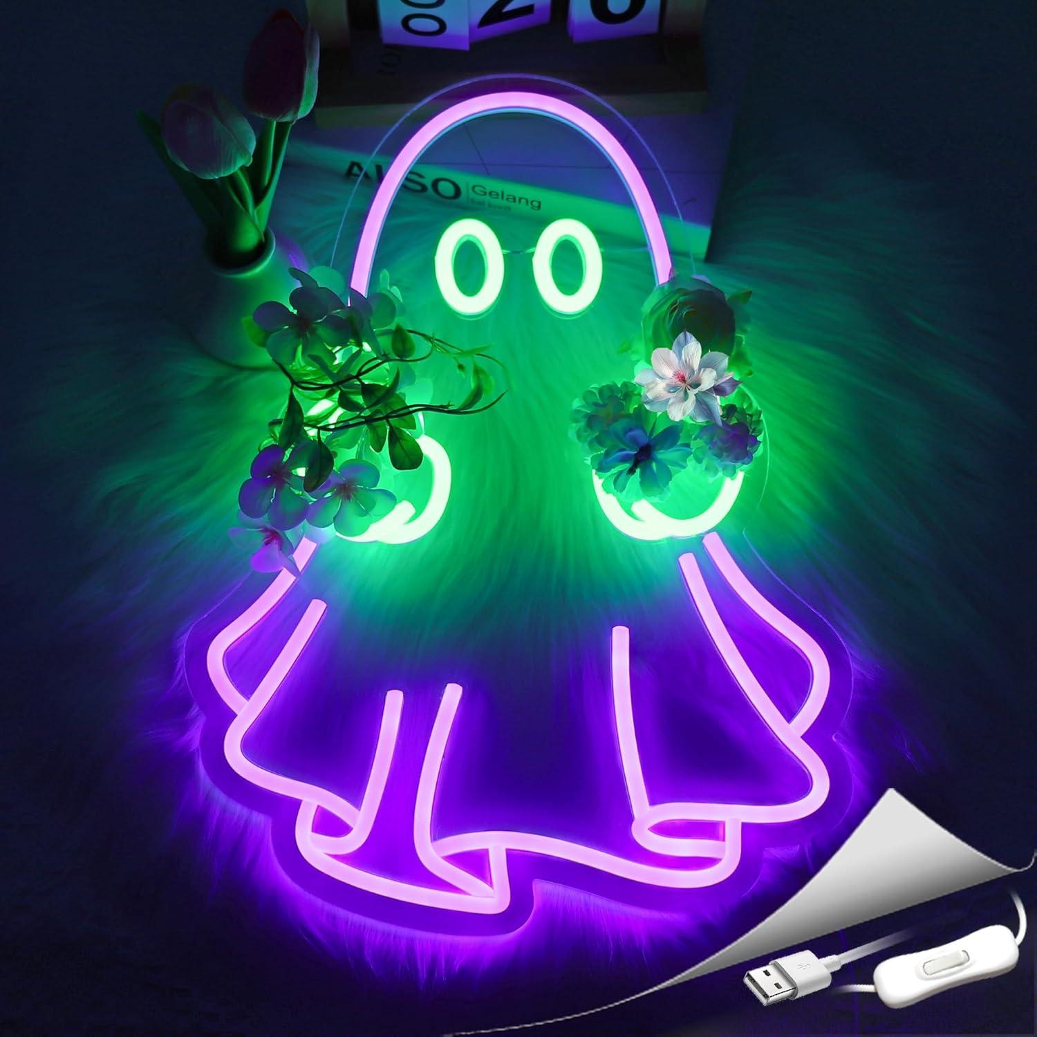 Ghost Neon Sign USB Powered LE - Home Decor Shop 评论和价格