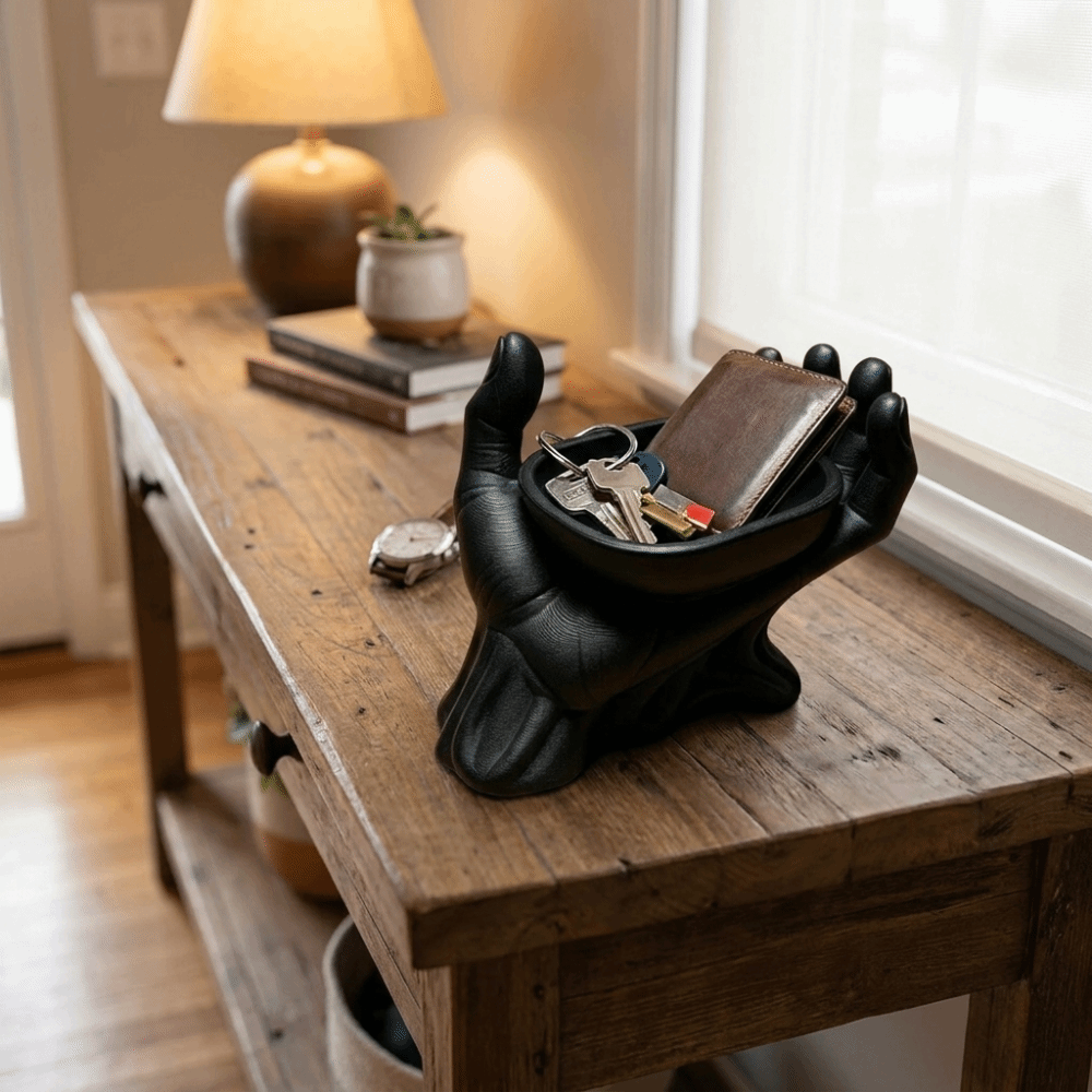 Key Storage Tray Open Palm Pal - Ceramic Trinket Dish 评论和价格