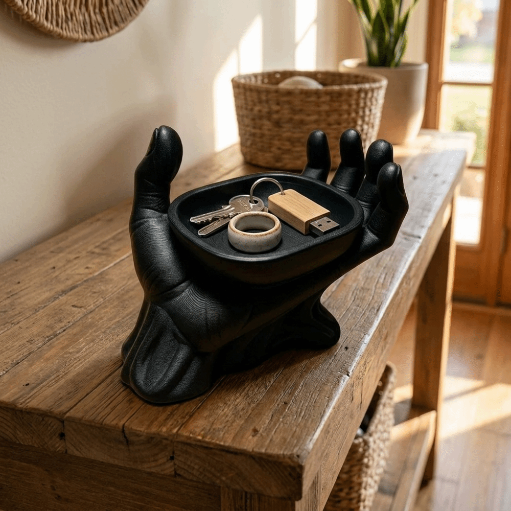 Key Storage Tray Open Palm Pal - Ceramic Trinket Dish 评论和价格