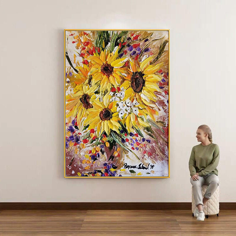Vibrant 3D Impasto Sunflower O - Home Decor Color Palettes 评论和价格