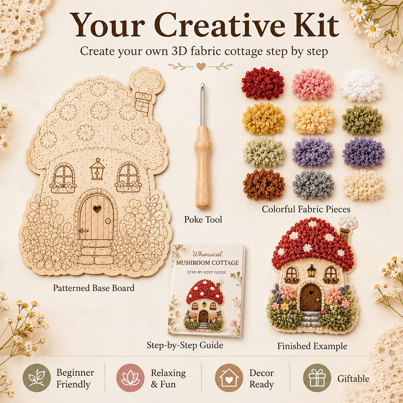 3D Mushroom House Poke Art DIY - Home Decor Com 评论和价格