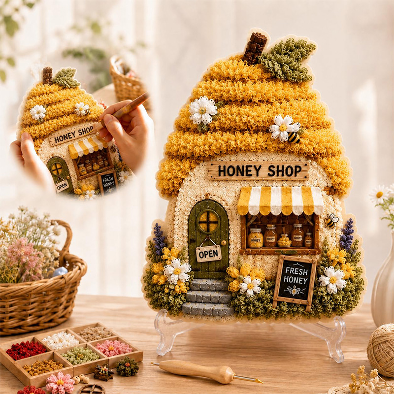 3D Mushroom House Poke Art DIY - Home Decor Com 评论和价格