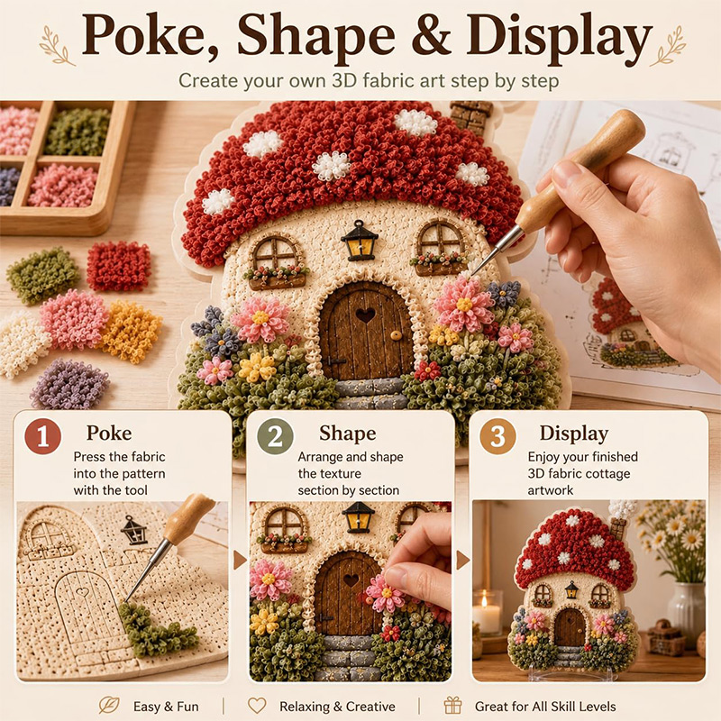 3D Mushroom House Poke Art DIY - Home Decor Com 评论和价格