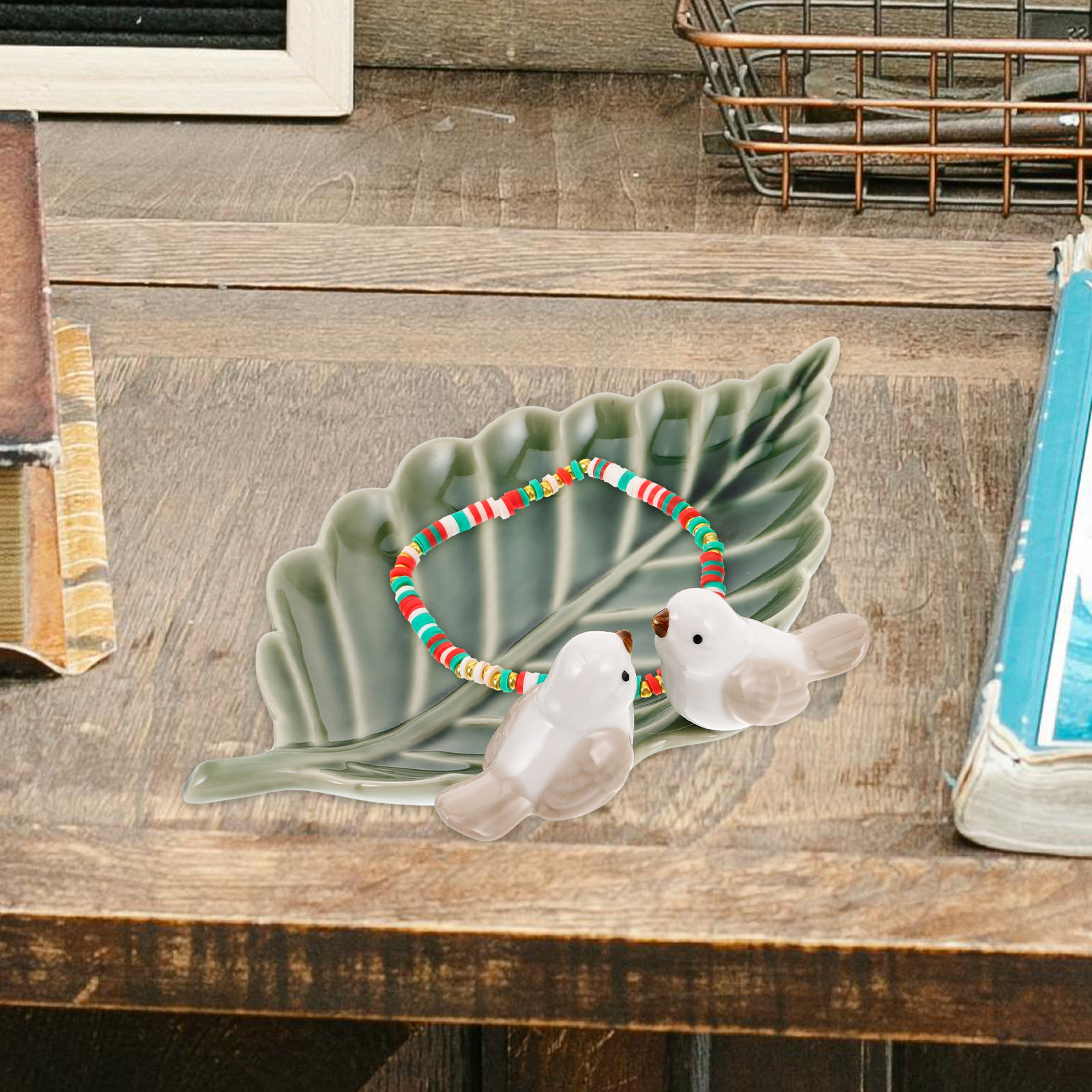 Cute Ceramic Bird on Leaf Trin - Ceramic Trinket Dish 评论和价格