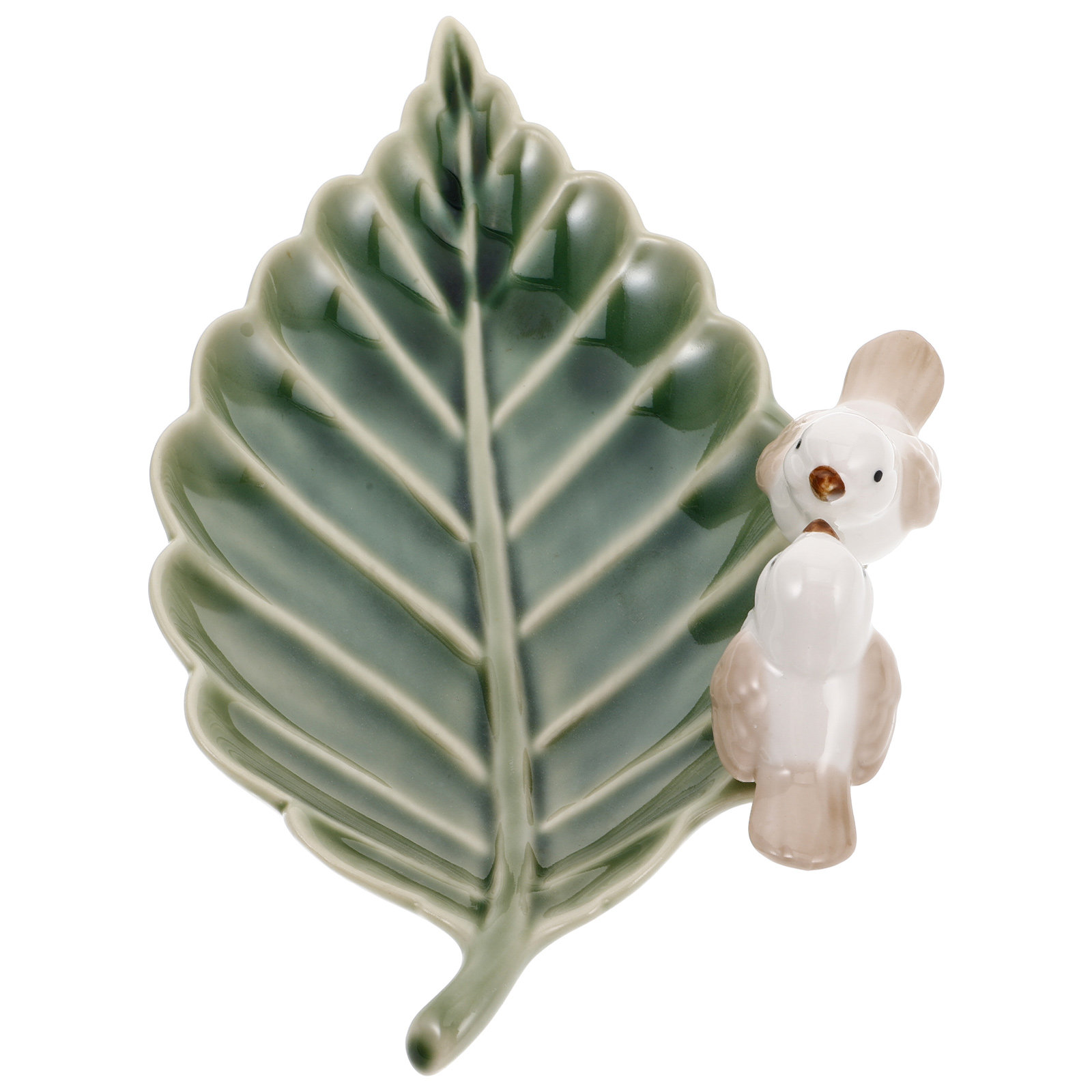 Cute Ceramic Bird on Leaf Trin - Ceramic Trinket Dish 评论和价格
