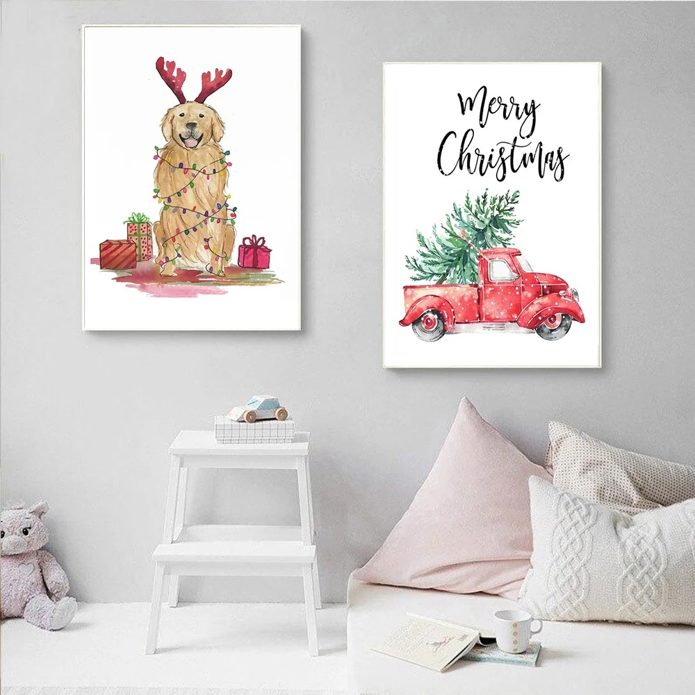 Cartoon Christmas Holiday Tree - Geometric Wall Art 评论和价格
