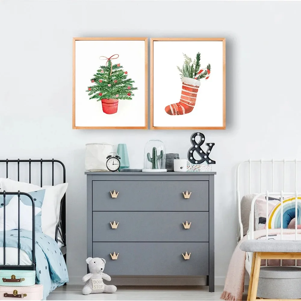 Cartoon Christmas Holiday Tree - Geometric Wall Art 评论和价格